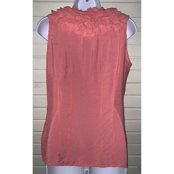 ANTILIA FEMME Sz LARGE Peach Ruffled Neck Sleeveless Peasant Blouse Boho EUC - Picture 7 of 9
